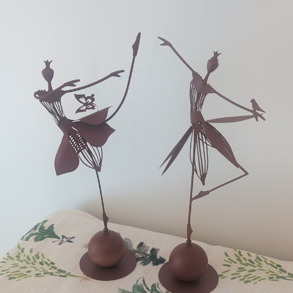 Brown Metal Ballet Dancers Sculpture